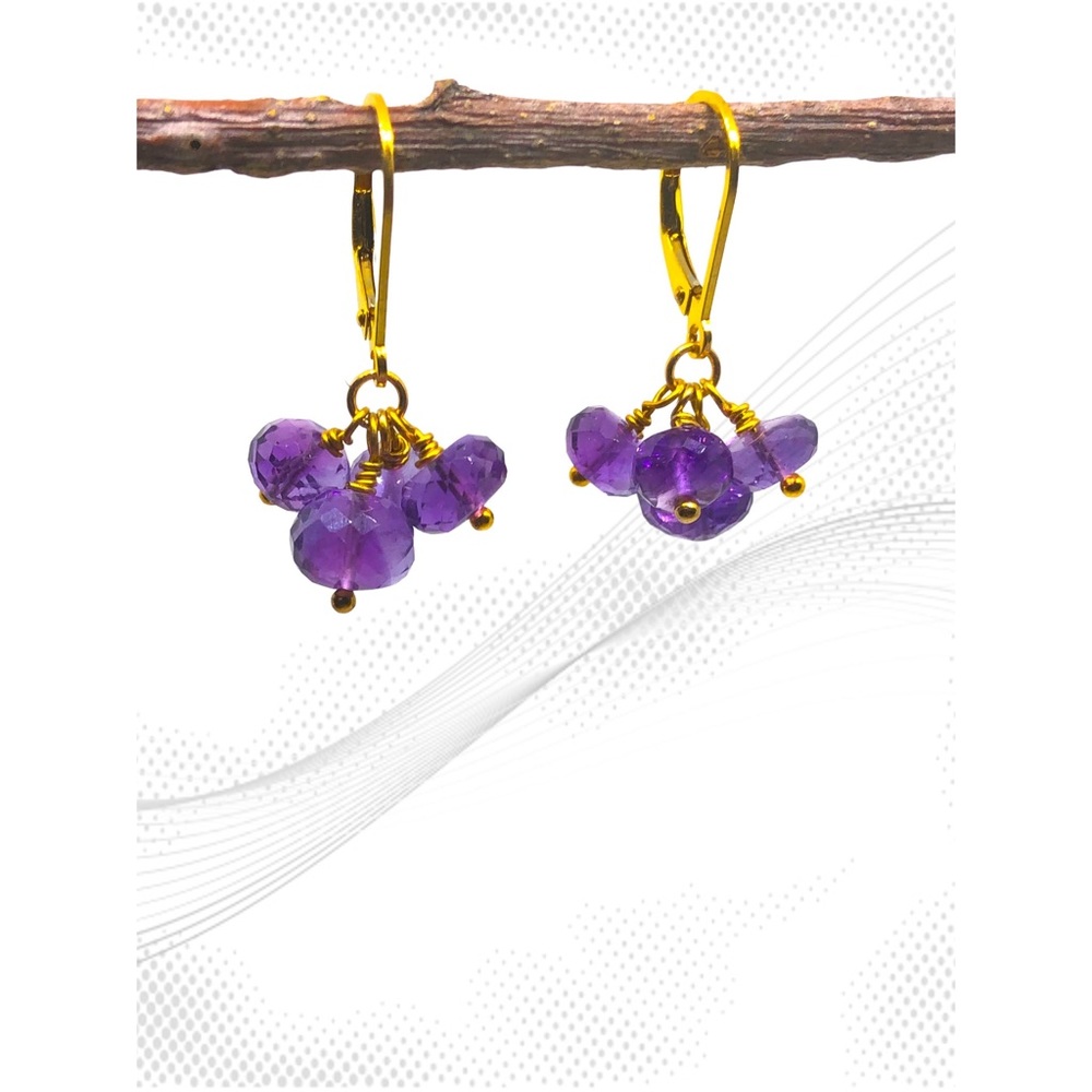 Amethyst Cluster Dangle Earrings - image 1